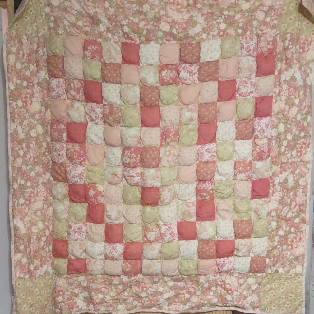 Pink and Green Patchwork Quilt Bedding
